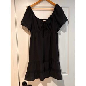 SO Babydoll Tiered Lace Trim Dress Women's XL Black Grunge Milkmaid Prairie Lore